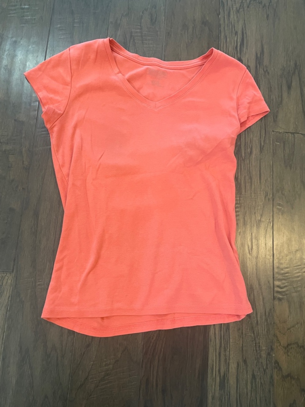 Kirklands Coral V-Neck Short Sleeve Tee